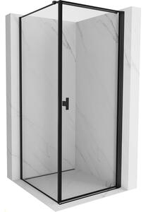 Mexen Mist-B, 1-křídlý ​​výklopný sprchový kout, pravý, 90 x 90 cm, čiré sklo-černý rám, 8A2T-090-090-70-70-P