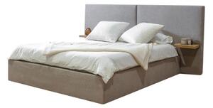 Světle šedá čalouněná dvoulůžková postel s úložným prostorem s roštem 160x200 cm Blandine – Bobochic Paris