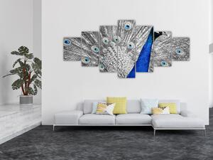 Obraz - modrý páv (210x100 cm)