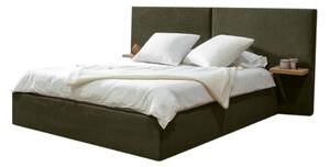 Tmavě zelená čalouněná dvoulůžková postel s úložným prostorem s roštem 160x200 cm Blandine – Bobochic Paris
