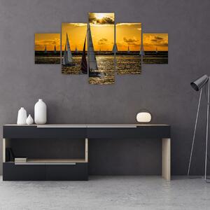 Obraz jachty v západu slunce (125x70 cm)