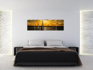 Obraz jachty v západu slunce (170x50 cm)