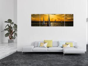 Obraz jachty v západu slunce (170x50 cm)