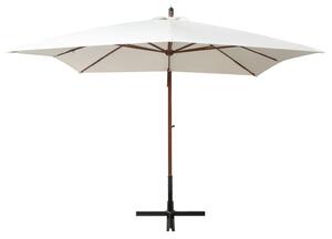 Závěsný slunečník 300 x 300 cm dřevěná tyč bílý