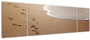 Obraz - stopy v písku a moře (170x50 cm)