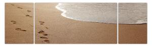Obraz - stopy v písku a moře (170x50 cm)