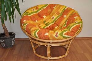 Ratanový papasan 110 cm medový polstr žlutý motiv