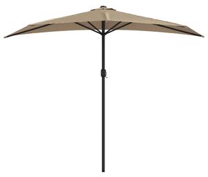 Slunečník na balkon hliníková tyč taupe 270 x 144 cm půlkruh