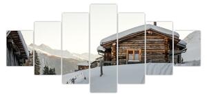 Obraz - horská chata ve sněhu (210x100 cm)