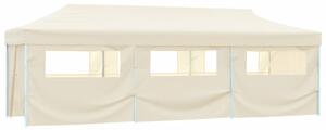 Skládací nůžkový party stan s 8 bočními stěnami 870x291x315 cm krémový