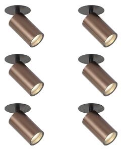 Sada 6 moderních zapuštěných bodových svítidel tmavě bronzová GU10 50mm IP44 - Chels
