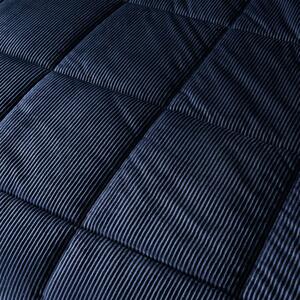 Tmavě modrý prošívaný přehoz z mikroplyše na dvoulůžko 200x220 cm Cosy Cord – Catherine Lansfield