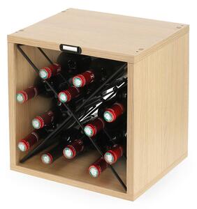 Regál na víno v dekoru buku v přírodní barvě na 12 lahví Basik – Compactor