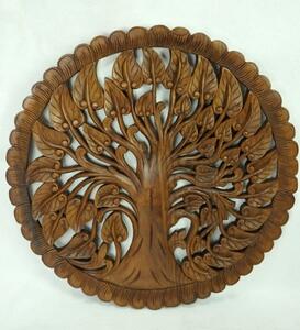 Závěsná dekorace Mandala STROM ŽIVOTA, 90 cm, kulatá, teakové dřevo (Masterpiece ruční práce)