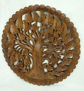 Závěsná dekorace Mandala STROM ŽIVOTA, 90 cm, kulatá, teakové dřevo (Masterpiece ruční práce)