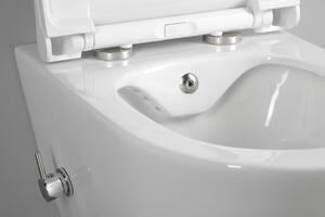 Sapho, AVVA PORTO závěsná WC mísa Rimless, integrovaná baterie a bidetová sprška 35,5x53 cm, bílá, 100315
