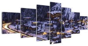Obraz - horské zimní městečko (210x100 cm)