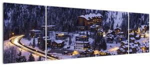 Obraz - horské zimní městečko (170x50 cm)