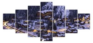 Obraz - horské zimní městečko (210x100 cm)