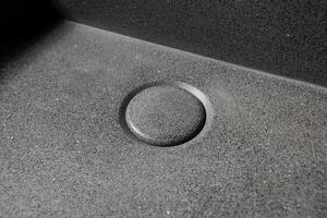 Sapho QUADRADO betonové umyvadlo včetně výpusti, 46x46 cm, černý granit
