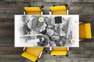 Ochranná podložka na stůl Černá-a-bílá růže
