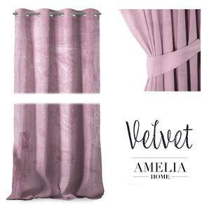 FLHF Dekorační závěs Velvet světle růžový, 1 ks 140x270 cm