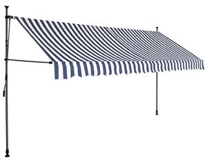 Ručně zatahovací markýza s LED světlem 350 cm modrobílá