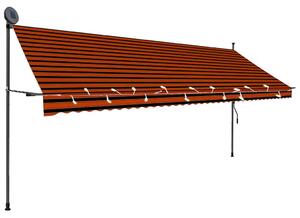 Ručně zatahovací markýza s LED světlem 400 cm oranžovo-hnědá