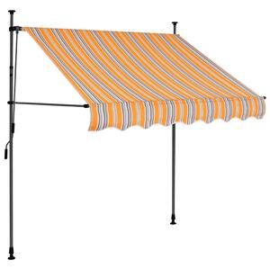 Ručně zatahovací markýza s LED světlem 100 cm žlutomodrá