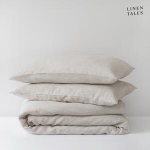 Bílobéžové prodloužené lněné povlečení na dvoulůžko 200x220 cm – Linen Tales