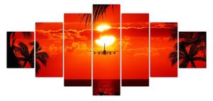 Obraz - západ slunce s letadlem (210x100 cm)