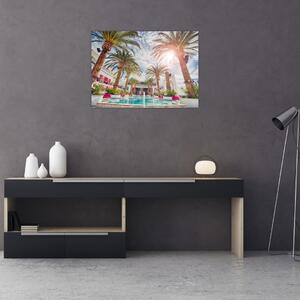 Obraz - palmy s bazénem (70x50 cm)