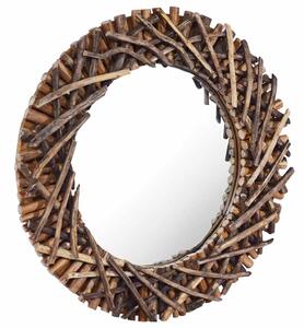 Nástěnné zrcadlo 60 cm teak kulaté
