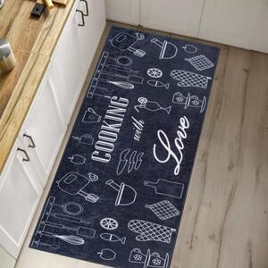 Protiskluzový koberec / běhoun 38340 KITCHEN černý / bílý