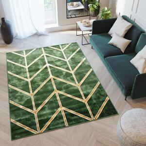 Makro Abra Kusový koberec TURMALIN FC07C Geometrický zelený zlatý Rozměr: 120x170 cm