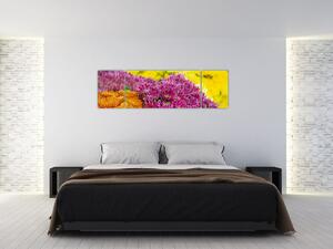 Obraz růžové květiny (170x50 cm)