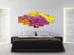 Obraz růžové květiny (210x100 cm)