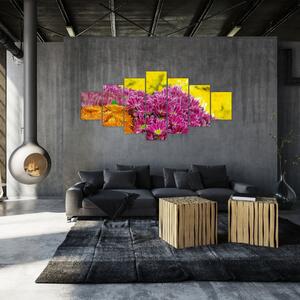 Obraz růžové květiny (210x100 cm)