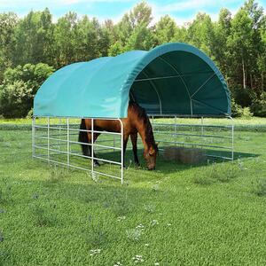 Přístřešek pro zvířata PVC 3,7 x 3,7 m zelený 3056433