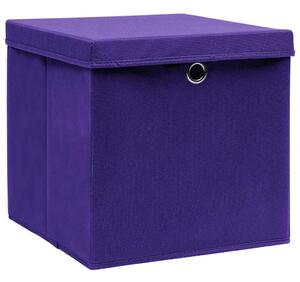 Úložné boxy s víky 10 ks 28 x 28 x 28 cm fialové