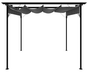 Pergola se zatahovací střechou antracitová 3x3 m ocel 180 g/m²