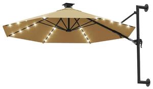 Nástěnný zahradní slunečník s LED 300 cm taupe