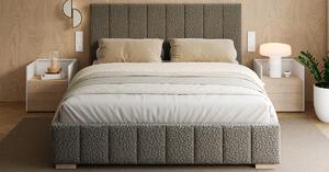 Čalouněná postel AUSTIN 90x200cm Tmavě šedá Boucle s úložným prostorem kovový rošt