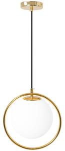 Toolight, Stropní lampa visící skleněná koule 1xE27 APP430-1CP, zlatá-bílá, OSW-01560