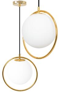 Toolight, Stropní lampa visící skleněná koule 1xE27 APP430-1CP, zlatá-bílá, OSW-01560