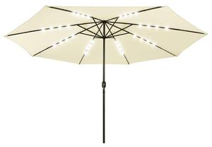 Zahradní slunečník s LED osvětlením 400 cm pískový