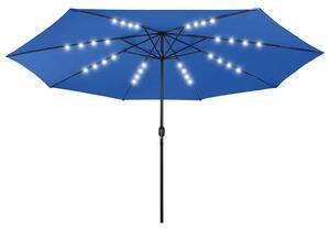 Zahradní slunečník s LED osvětlením 400 cm azurově modrý
