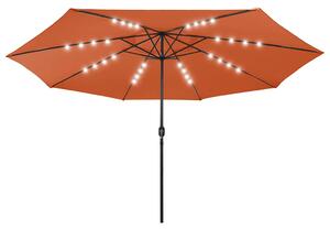Zahradní slunečník s LED osvětlením 400 cm terakotový