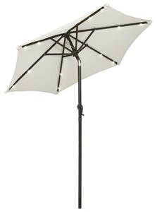 Zahradní slunečník s LED osvětlením pískový 200 x 211 cm hliník