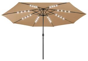 Zahradní slunečník s LED osvětlením 400 cm taupe